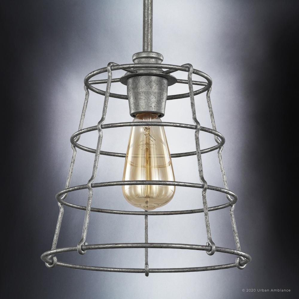 UHP3420 Urban Loft Pendant Light, 11"H x 10"W, Galvanized Steel Finish, Franklin Collection