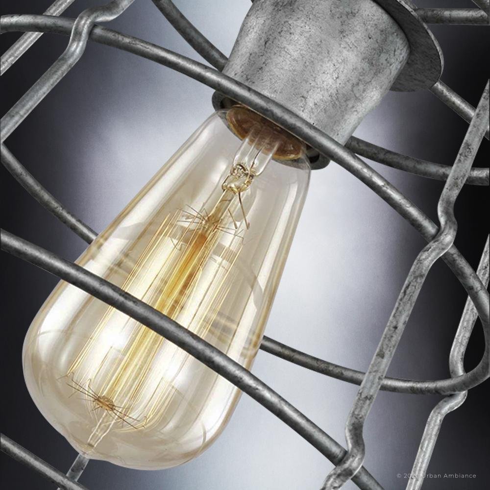 UHP3420 Urban Loft Pendant Light, 11"H x 10"W, Galvanized Steel Finish, Franklin Collection