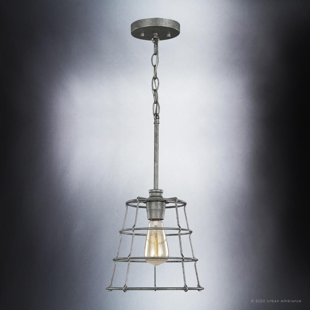 UHP3420 Urban Loft Pendant Light, 11"H x 10"W, Galvanized Steel Finish, Franklin Collection