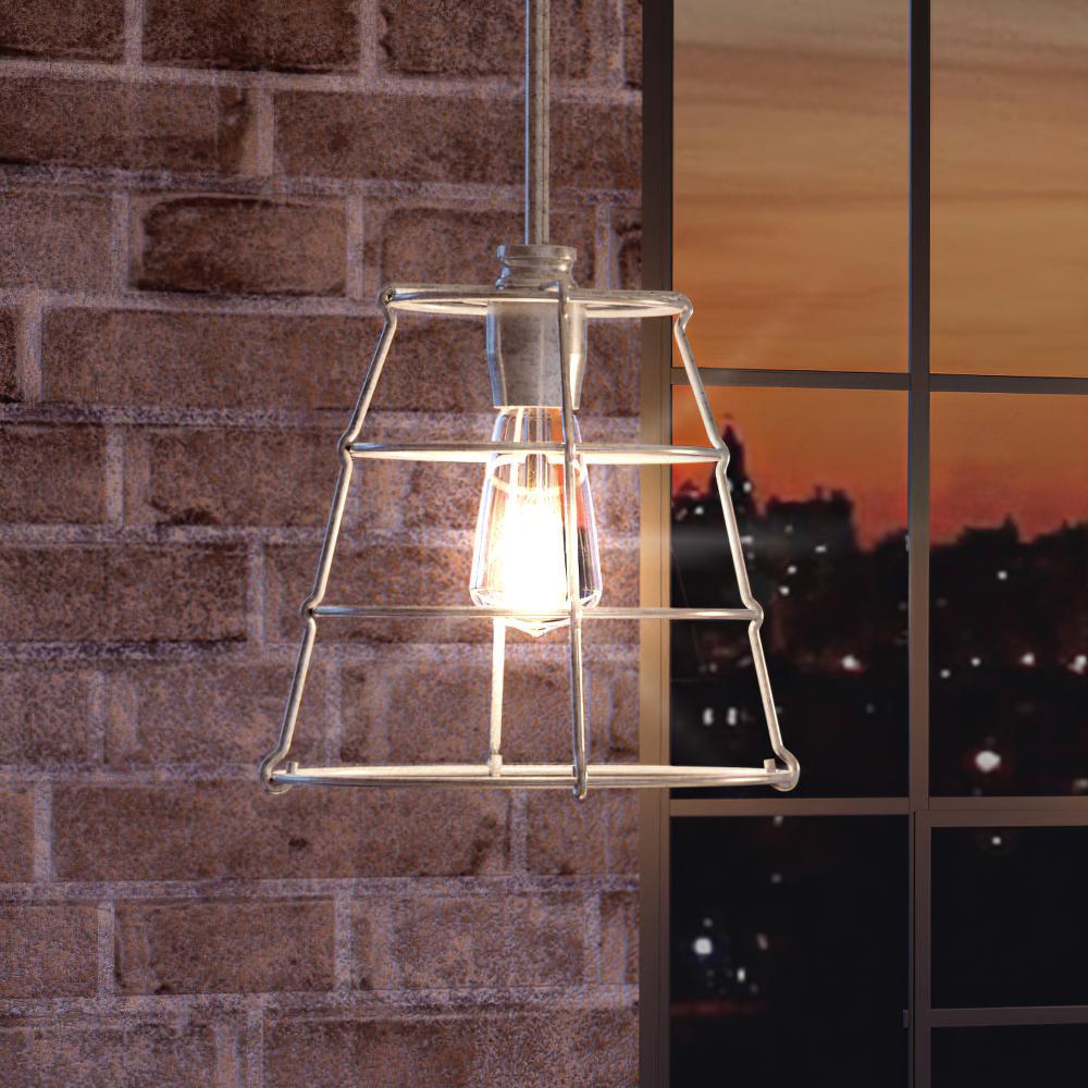 UHP3420 Urban Loft Pendant Light, 11"H x 10"W, Galvanized Steel Finish, Franklin Collection