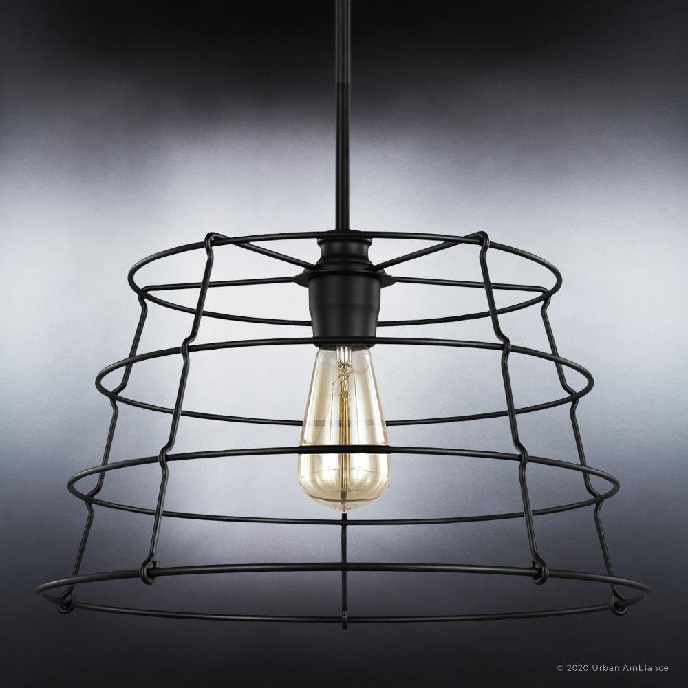 UHP3431 Urban Loft Pendant Light, 10.875"H x 16.375"W, Midnight Black Finish, Franklin Collection