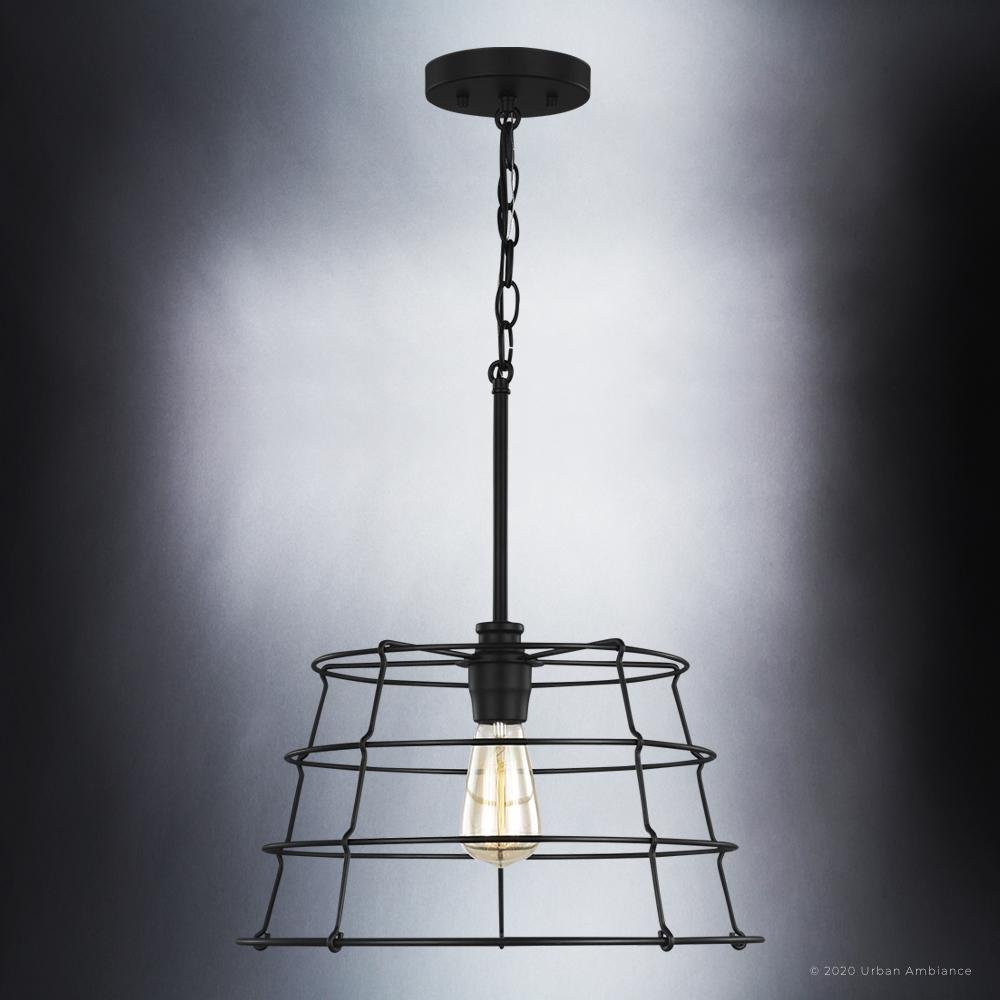 UHP3431 Urban Loft Pendant Light, 10.875"H x 16.375"W, Midnight Black Finish, Franklin Collection