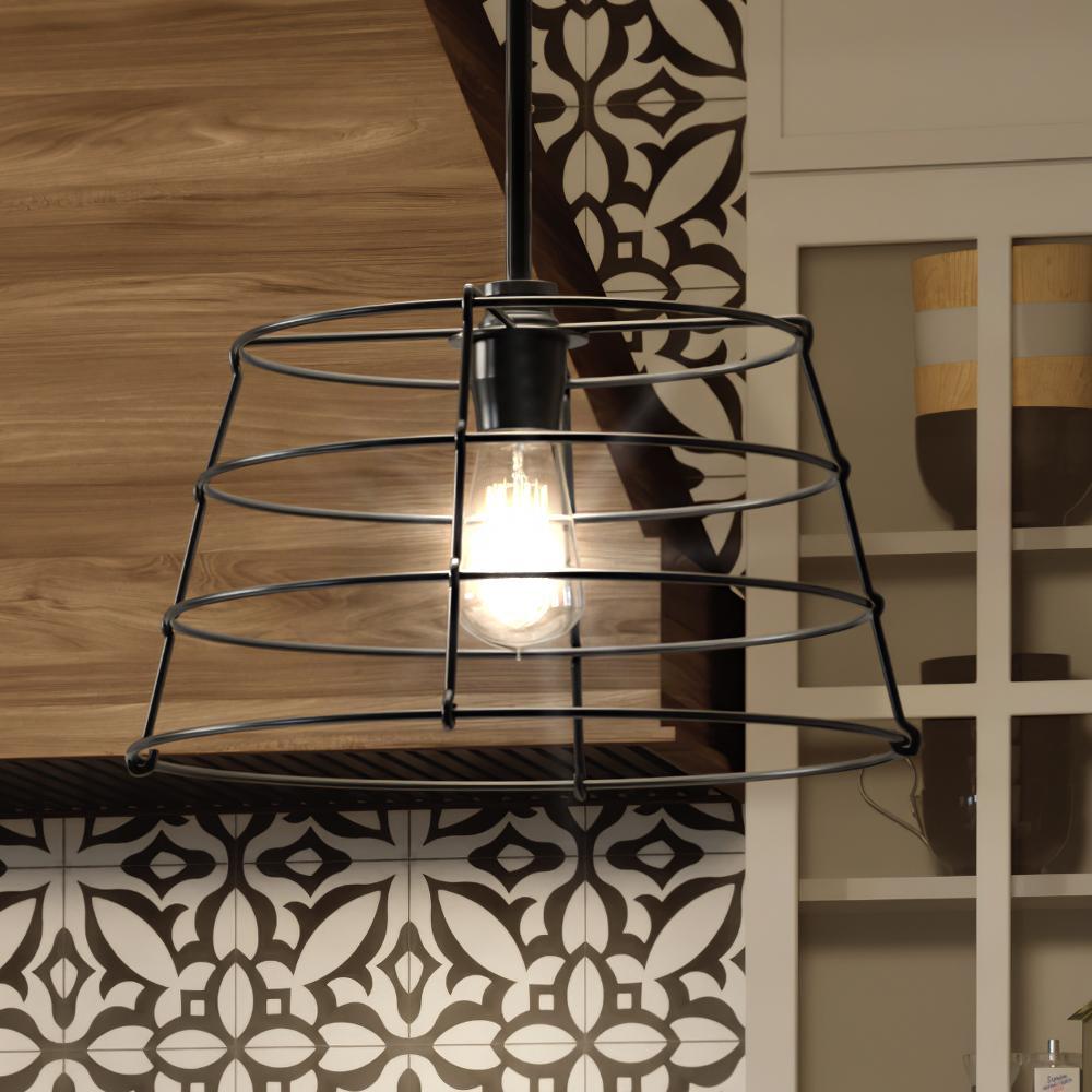 UHP3431 Urban Loft Pendant Light, 10.875"H x 16.375"W, Midnight Black Finish, Franklin Collection