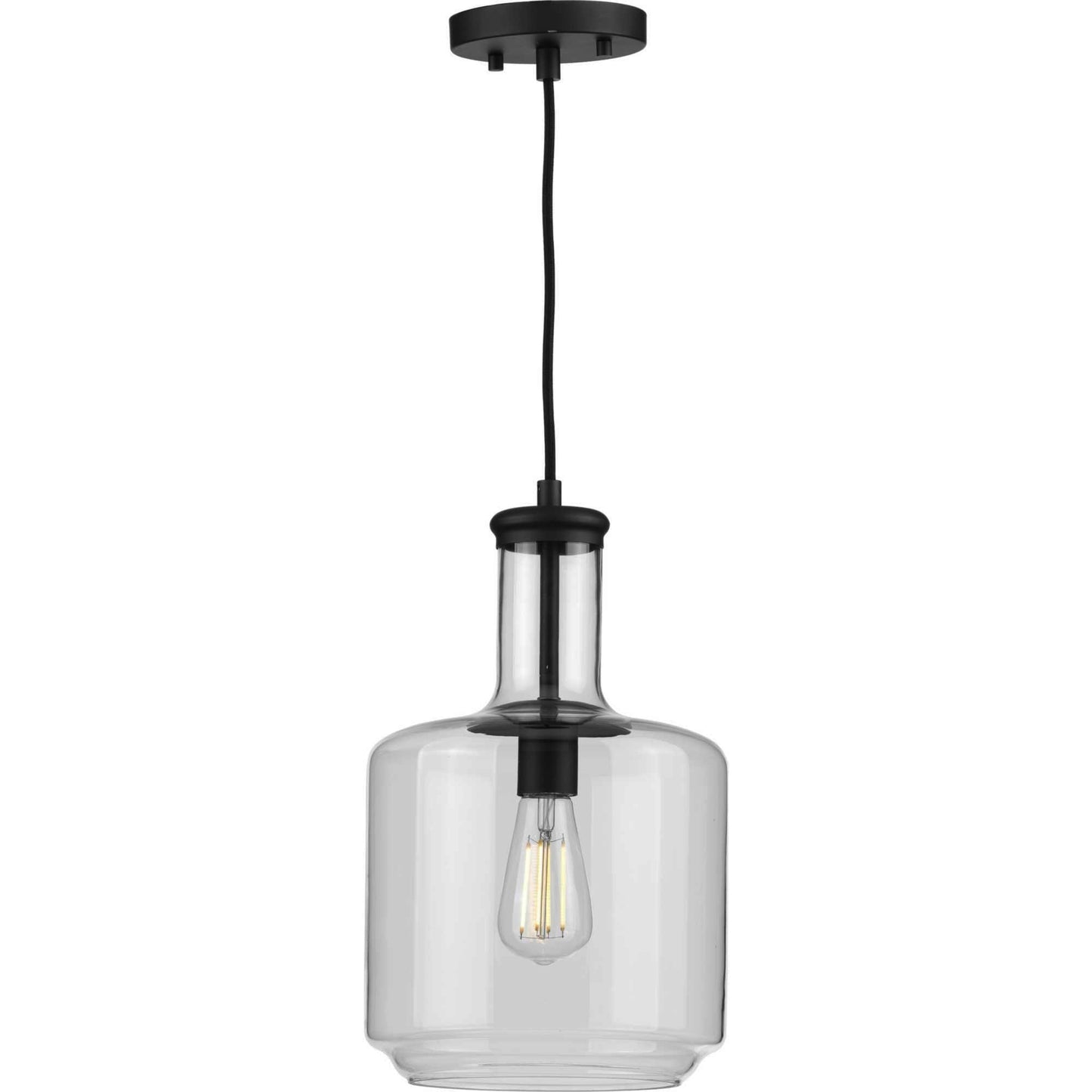 UHP3711 Luxe Industrial Pendant Light, 15.5"H x 9.45"W, Midnight Black Finish, Eagan Collection