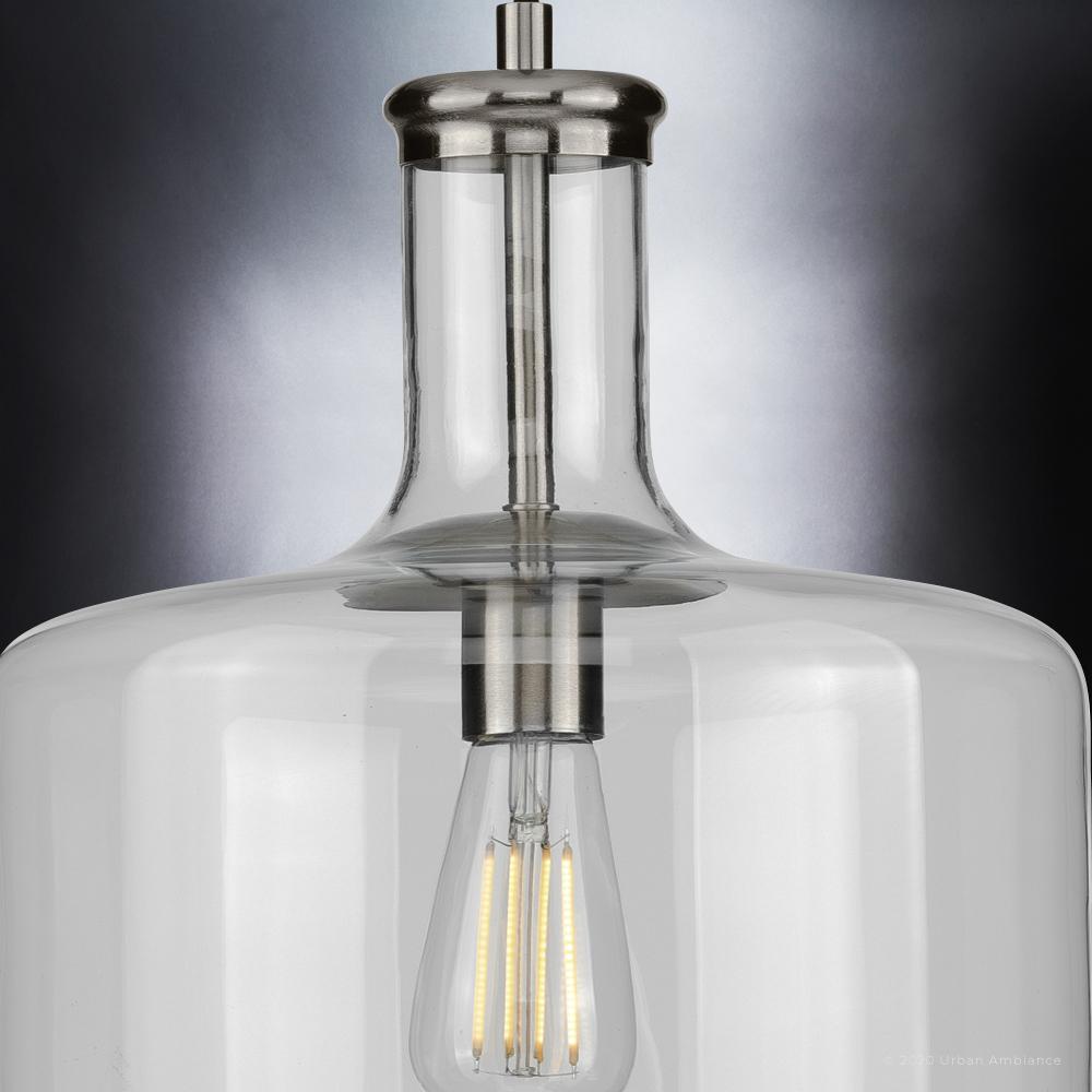 UHP3720 Luxe Industrial Pendant Light, 14"H x 12.25"W, Brushed Nickel Finish, Eagan Collection