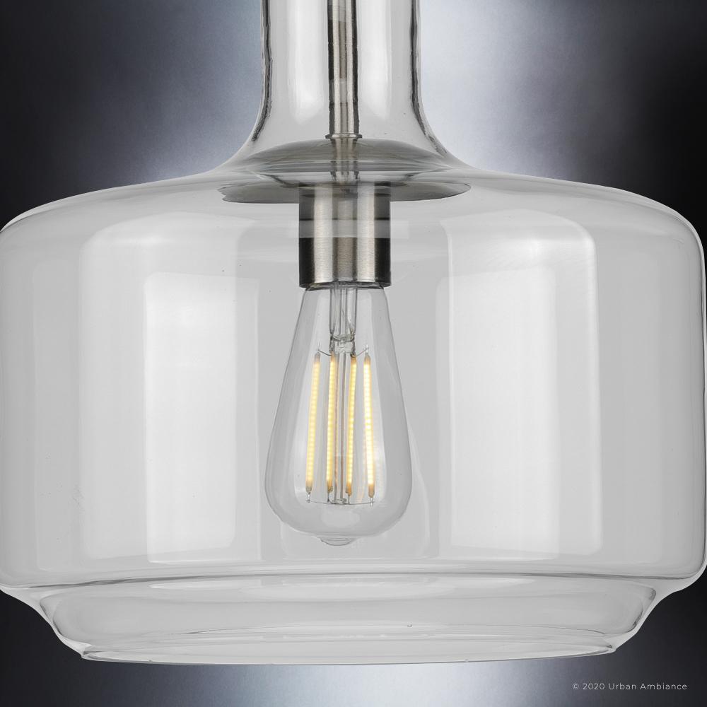 UHP3720 Luxe Industrial Pendant Light, 14"H x 12.25"W, Brushed Nickel Finish, Eagan Collection