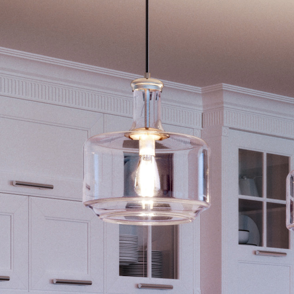 UHP3720 Luxe Industrial Pendant Light, 14"H x 12.25"W, Brushed Nickel Finish, Eagan Collection