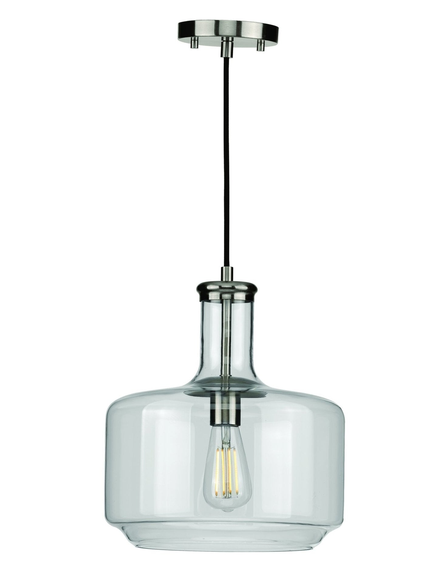 UHP3720 Luxe Industrial Pendant Light, 14"H x 12.25"W, Brushed Nickel Finish, Eagan Collection