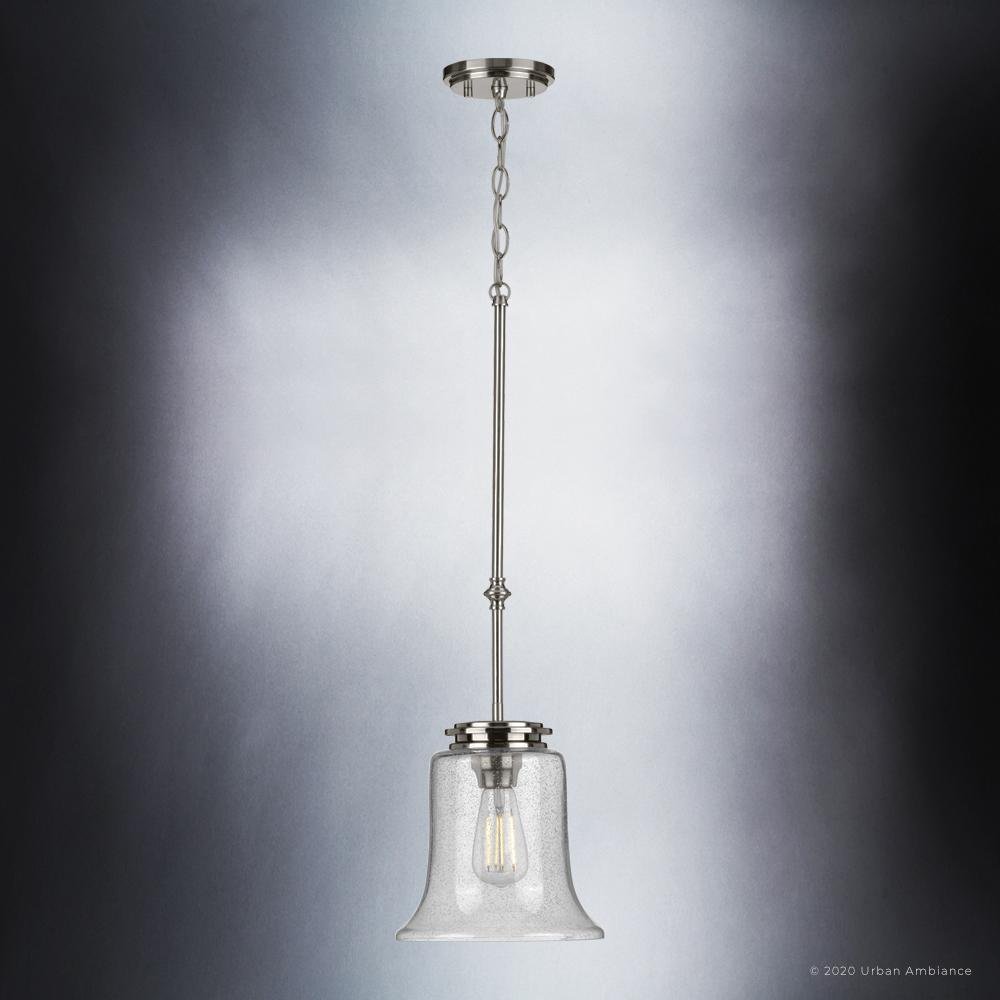 UHP3810 French Rustic Pendant Light, 15.875"H x 9.25"W, Brushed Nickel Finish, Missoula Collection