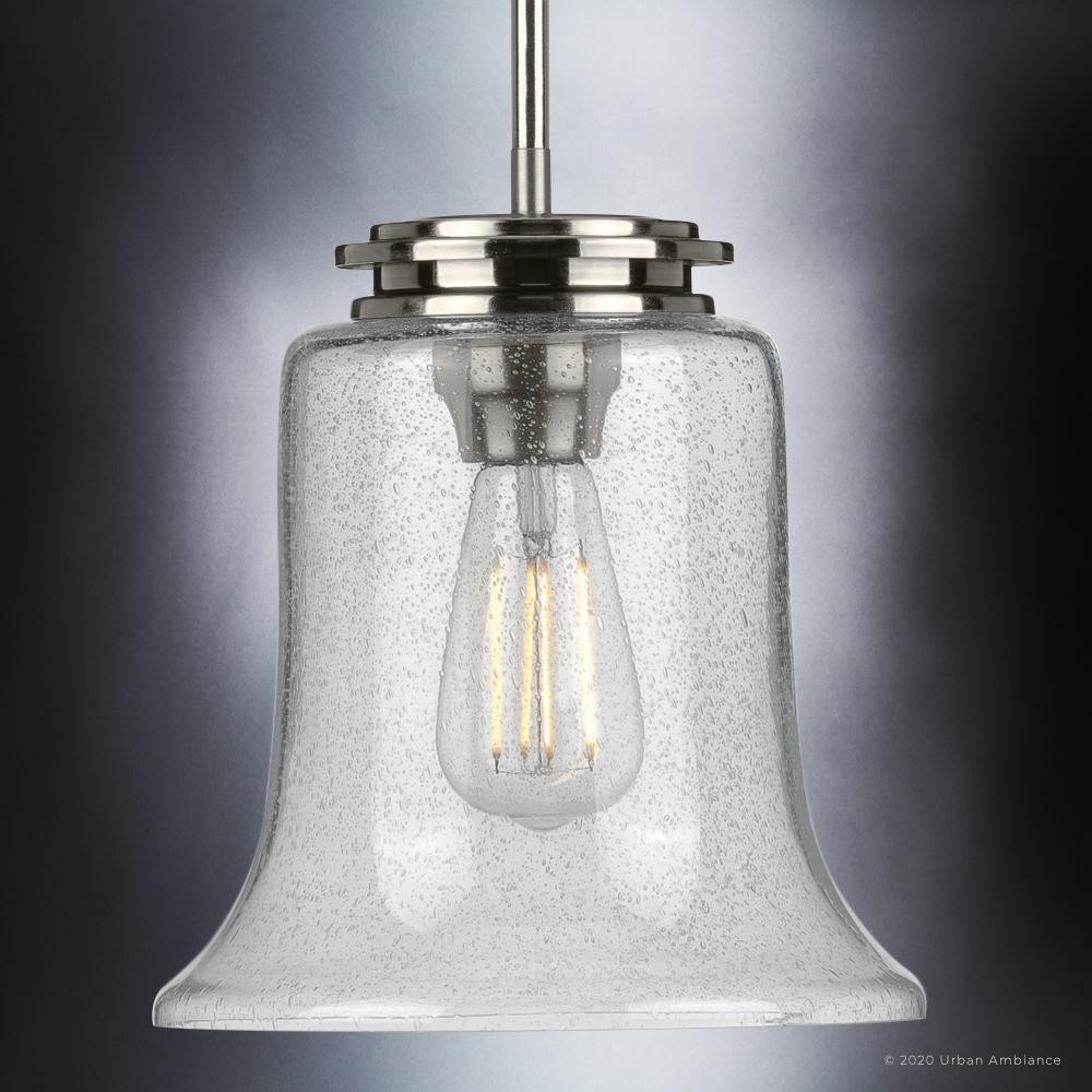 UHP3810 French Rustic Pendant Light, 15.875"H x 9.25"W, Brushed Nickel Finish, Missoula Collection