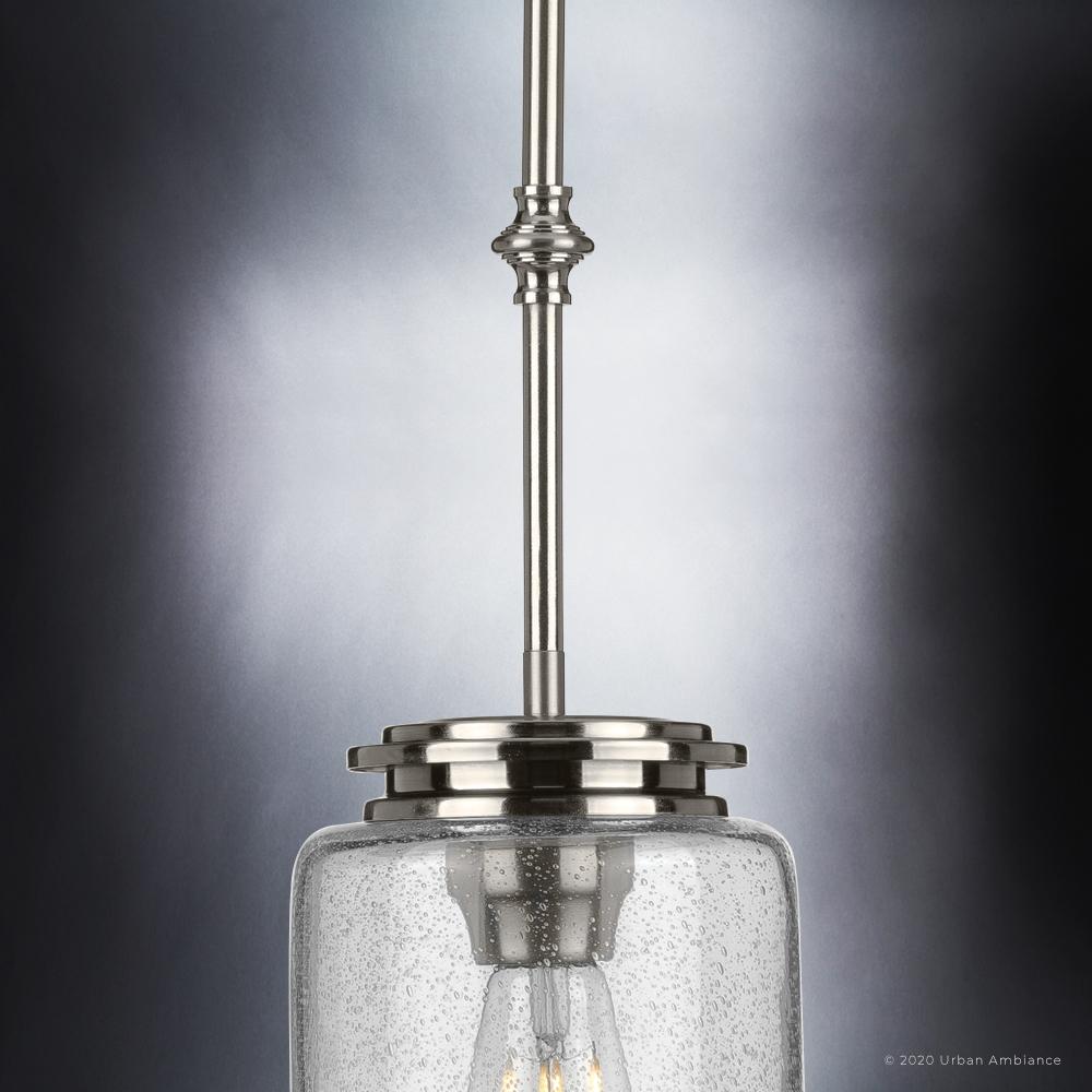 UHP3810 French Rustic Pendant Light, 15.875"H x 9.25"W, Brushed Nickel Finish, Missoula Collection