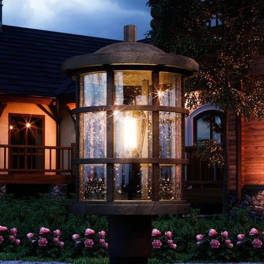 UQL1046 Craftsman Outdoor Post Light, 17.25"H x 10"W, Natural Black Finish, Vienna Collection