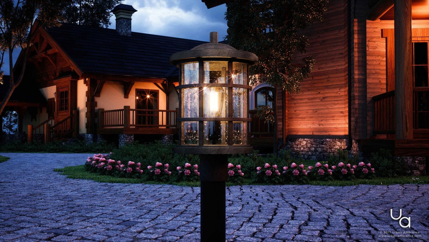 UQL1046 Craftsman Outdoor Post Light, 17.25"H x 10"W, Natural Black Finish, Vienna Collection