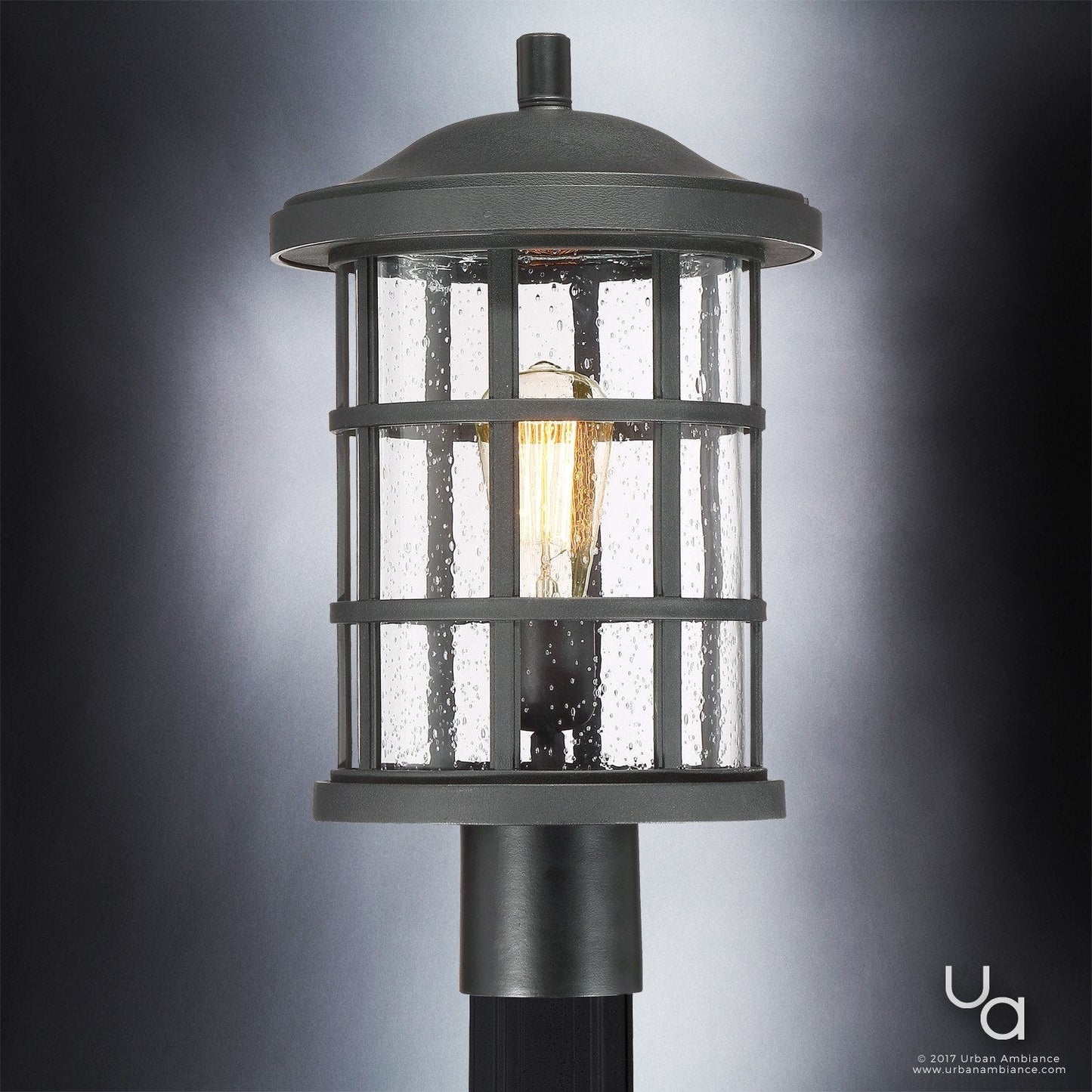 UQL1046 Craftsman Outdoor Post Light, 17.25"H x 10"W, Natural Black Finish, Vienna Collection