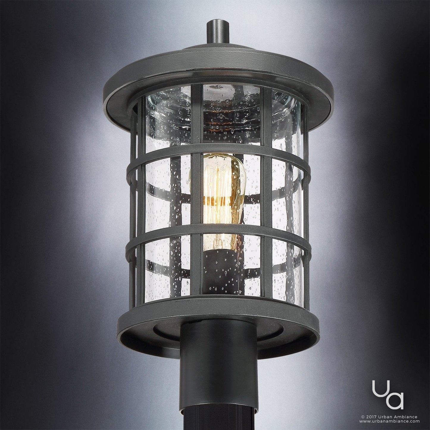 UQL1046 Craftsman Outdoor Post Light, 17.25"H x 10"W, Natural Black Finish, Vienna Collection