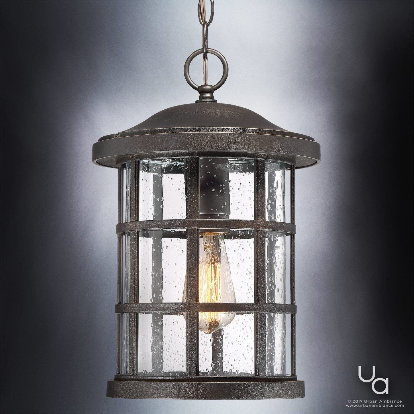 UQL1049 Craftsman Outdoor Pendant Light, 15.5"H x 10"W, Parisian Bronze Finish, Vienna Collection