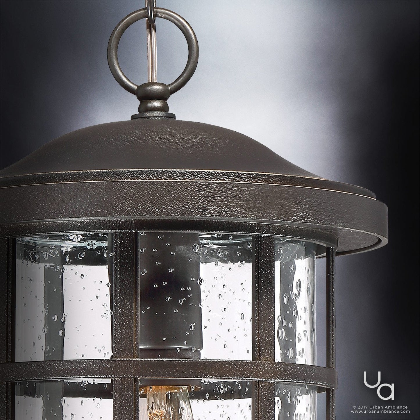 UQL1049 Craftsman Outdoor Pendant Light, 15.5"H x 10"W, Parisian Bronze Finish, Vienna Collection