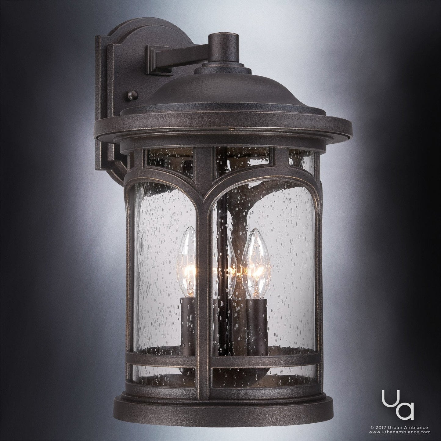 UQL1105 Rustic Outdoor Wall Light, 17.75"H x 11"W, Parisian Bronze Finish, Sydney Collection