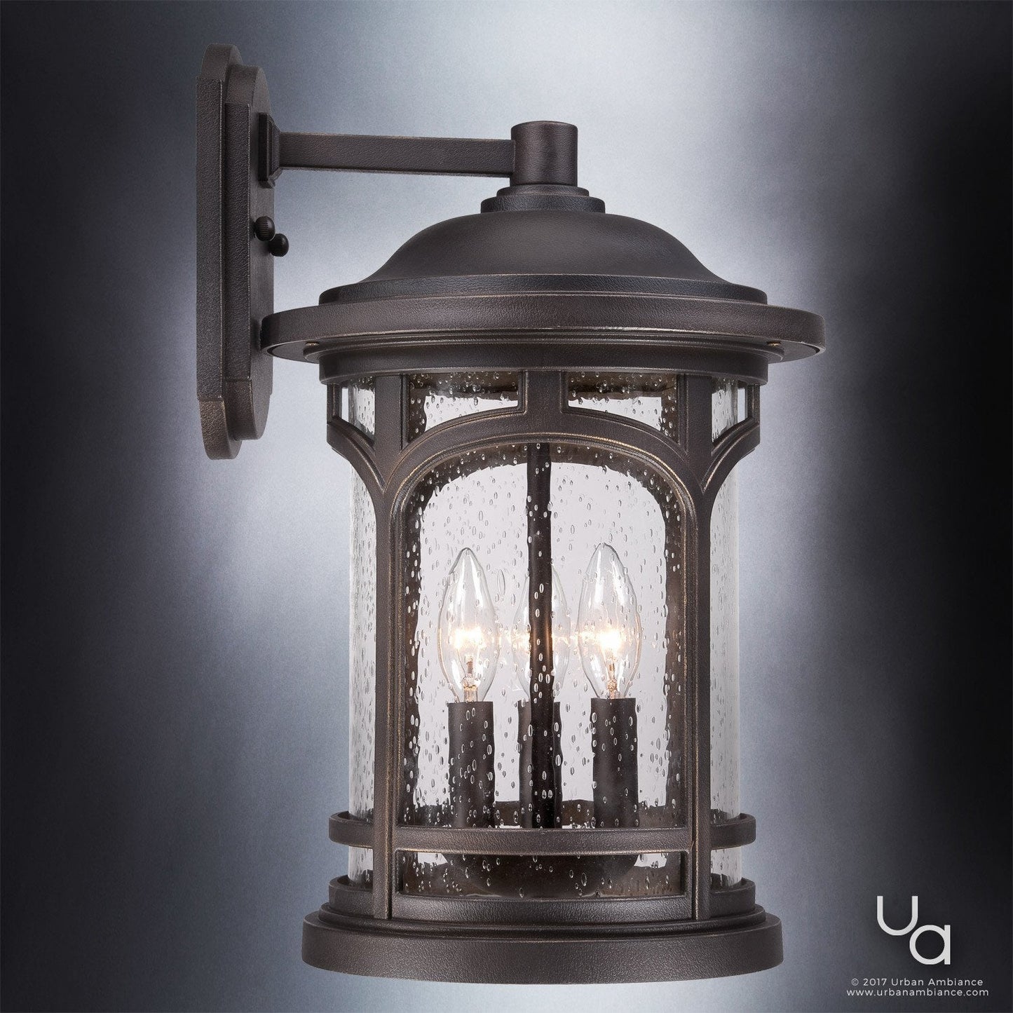 UQL1105 Rustic Outdoor Wall Light, 17.75"H x 11"W, Parisian Bronze Finish, Sydney Collection