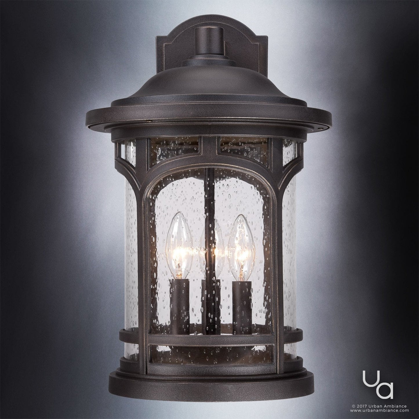 UQL1105 Rustic Outdoor Wall Light, 17.75"H x 11"W, Parisian Bronze Finish, Sydney Collection