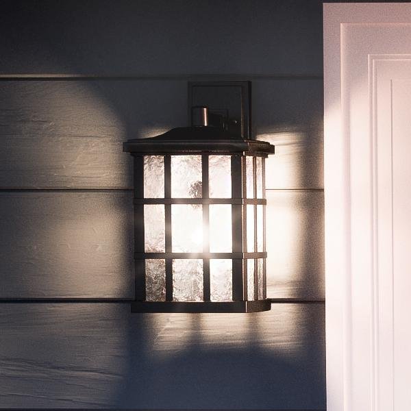 UQL1234 Craftsman Outdoor Wall Light, 15.5"H x 9.5"W, Black Silk Finish, Zurich Collection