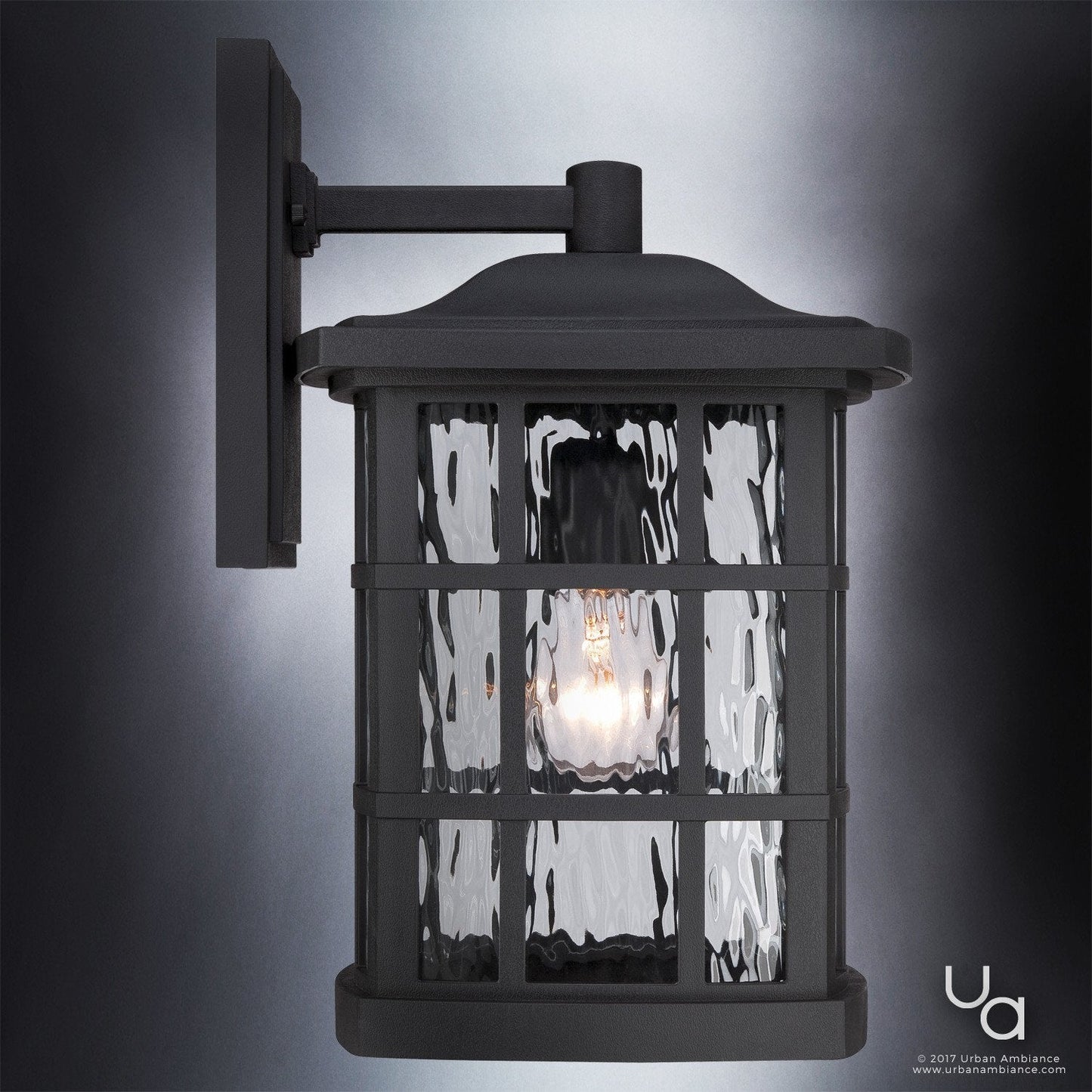 UQL1234 Craftsman Outdoor Wall Light, 15.5"H x 9.5"W, Black Silk Finish, Zurich Collection