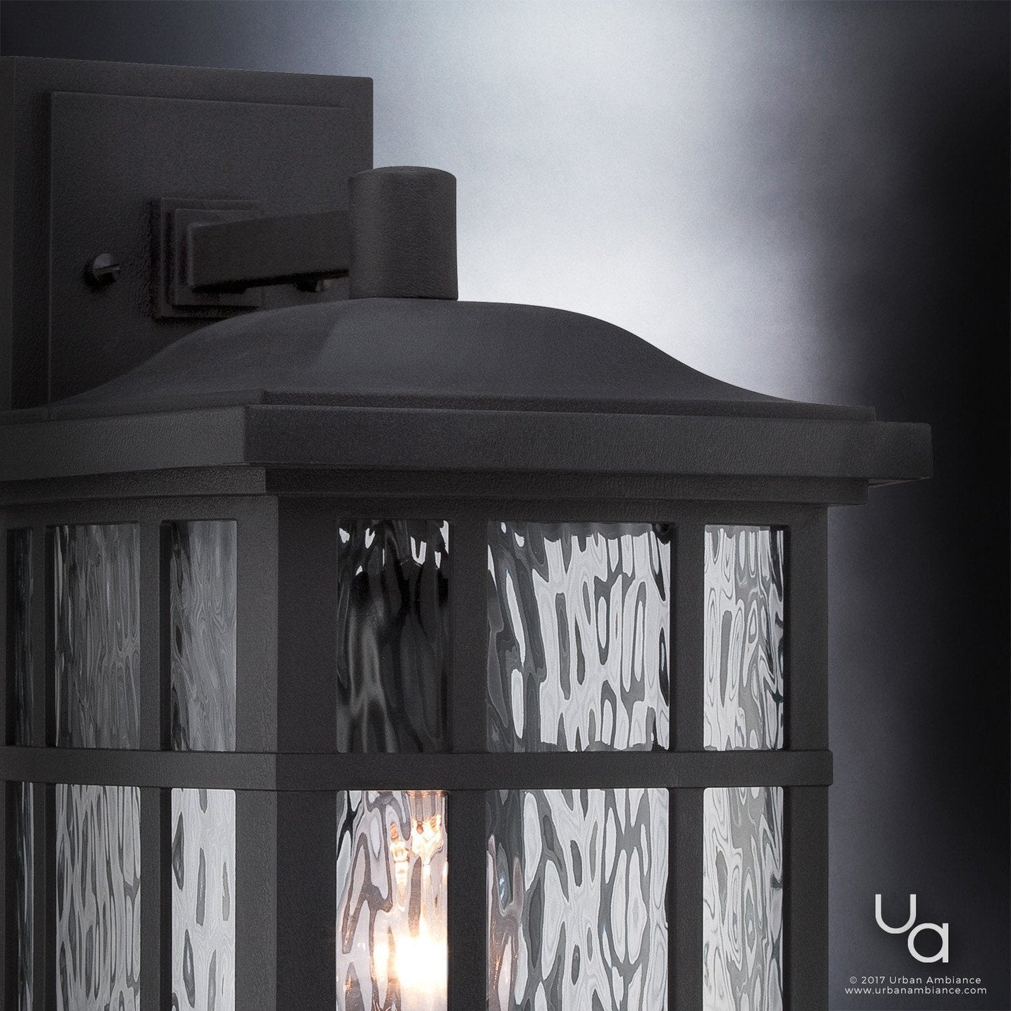 UQL1234 Craftsman Outdoor Wall Light, 15.5"H x 9.5"W, Black Silk Finish, Zurich Collection