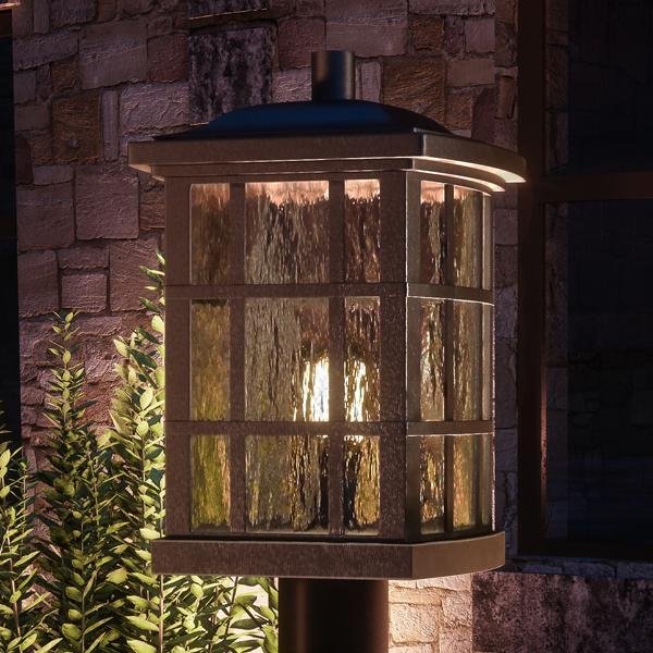 UQL1247 Craftsman Outdoor Post Light, 16.5"H x 9.5"W, Parisian Bronze Finish, Zurich Collection