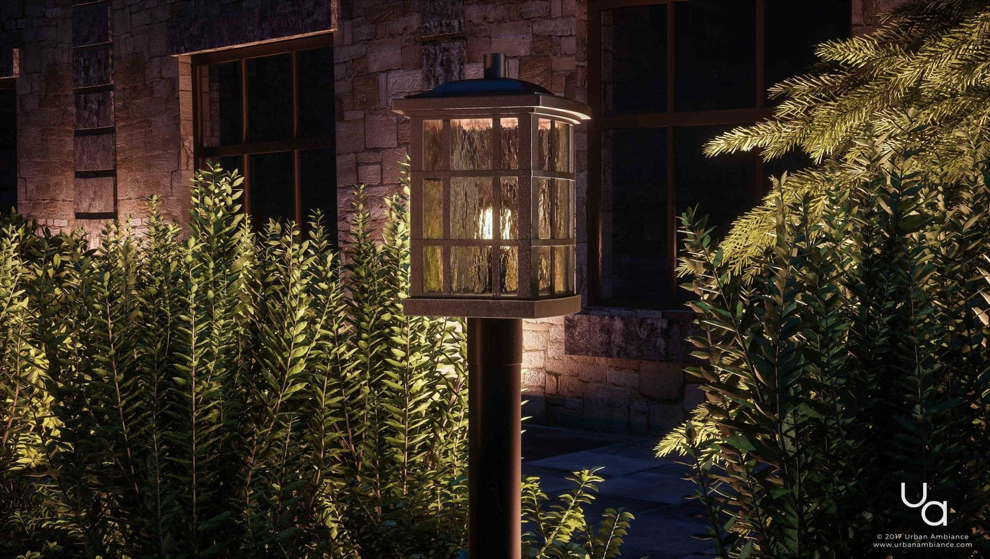 UQL1247 Craftsman Outdoor Post Light, 16.5"H x 9.5"W, Parisian Bronze Finish, Zurich Collection