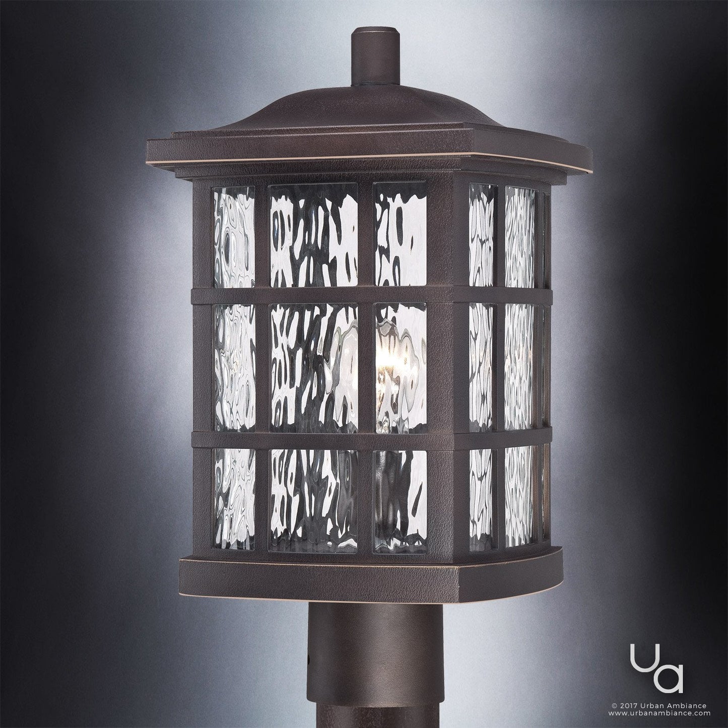 UQL1247 Craftsman Outdoor Post Light, 16.5"H x 9.5"W, Parisian Bronze Finish, Zurich Collection