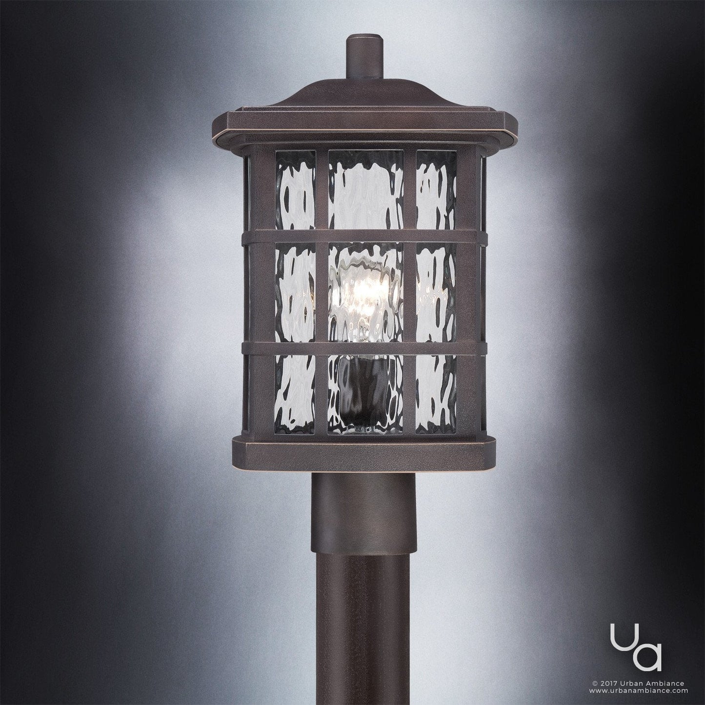 UQL1247 Craftsman Outdoor Post Light, 16.5"H x 9.5"W, Parisian Bronze Finish, Zurich Collection