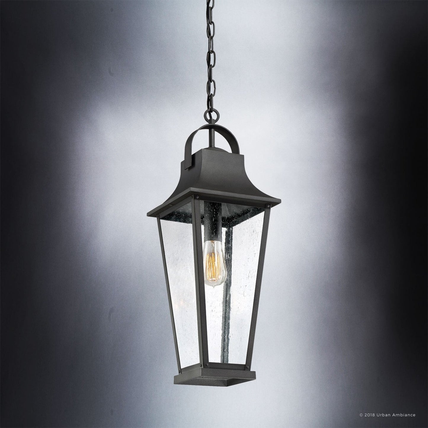 UQL1280 Tudor Outdoor Pendant Light, 24"H x 8.75"W, Black Sand Finish, Constanta Collection