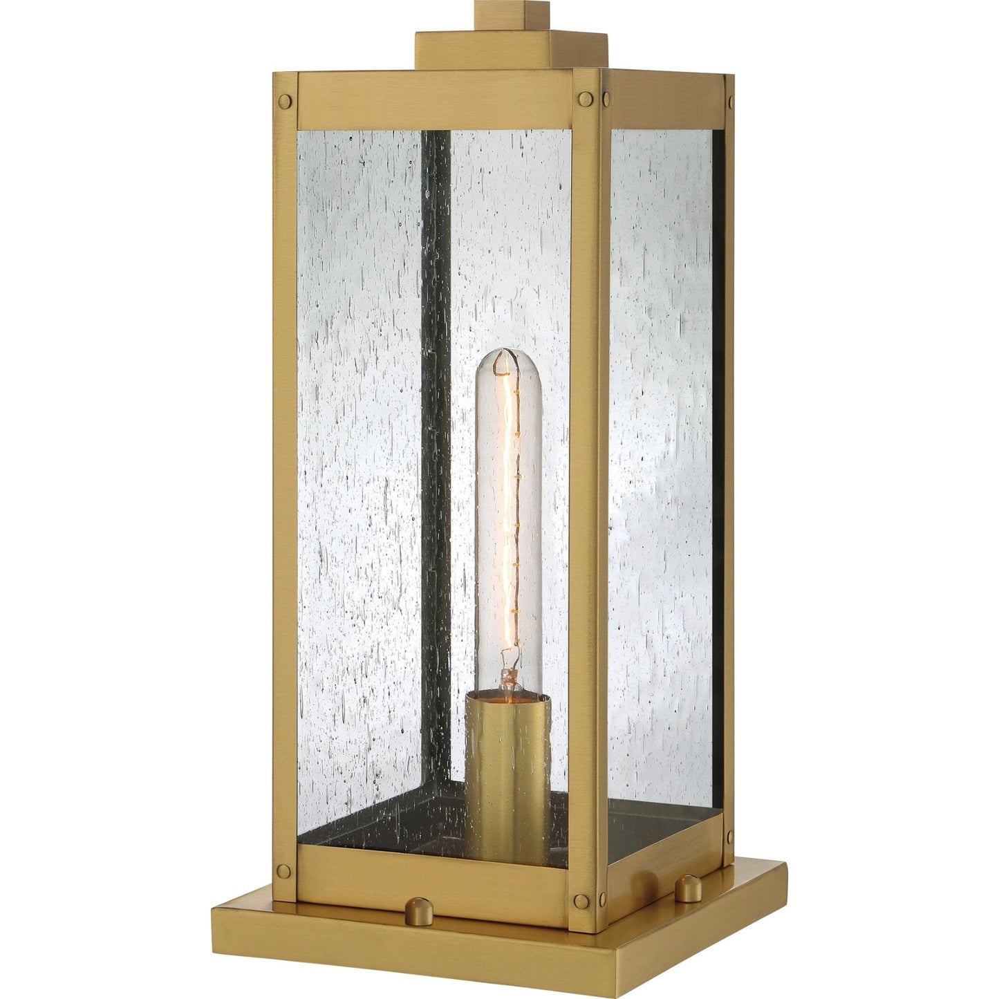 UQL1346 Modern Farmhouse Outdoor Pier Light, 16"H x 7.5"W, Antique Brass Finish, Quincy Collection