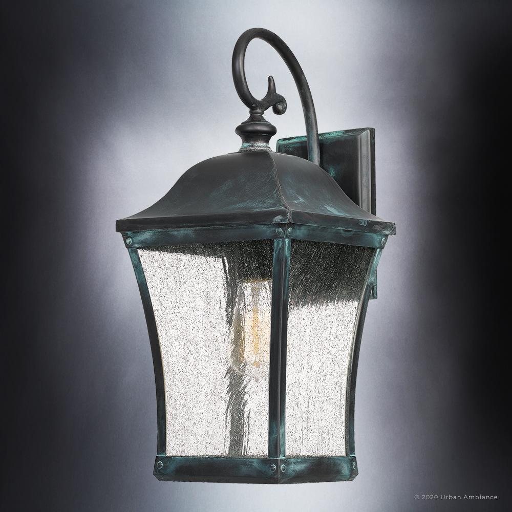 UQL1422 Vintage Outdoor Wall Light, 18"H x 8"W, Olde Patina Finish, Westland Collection