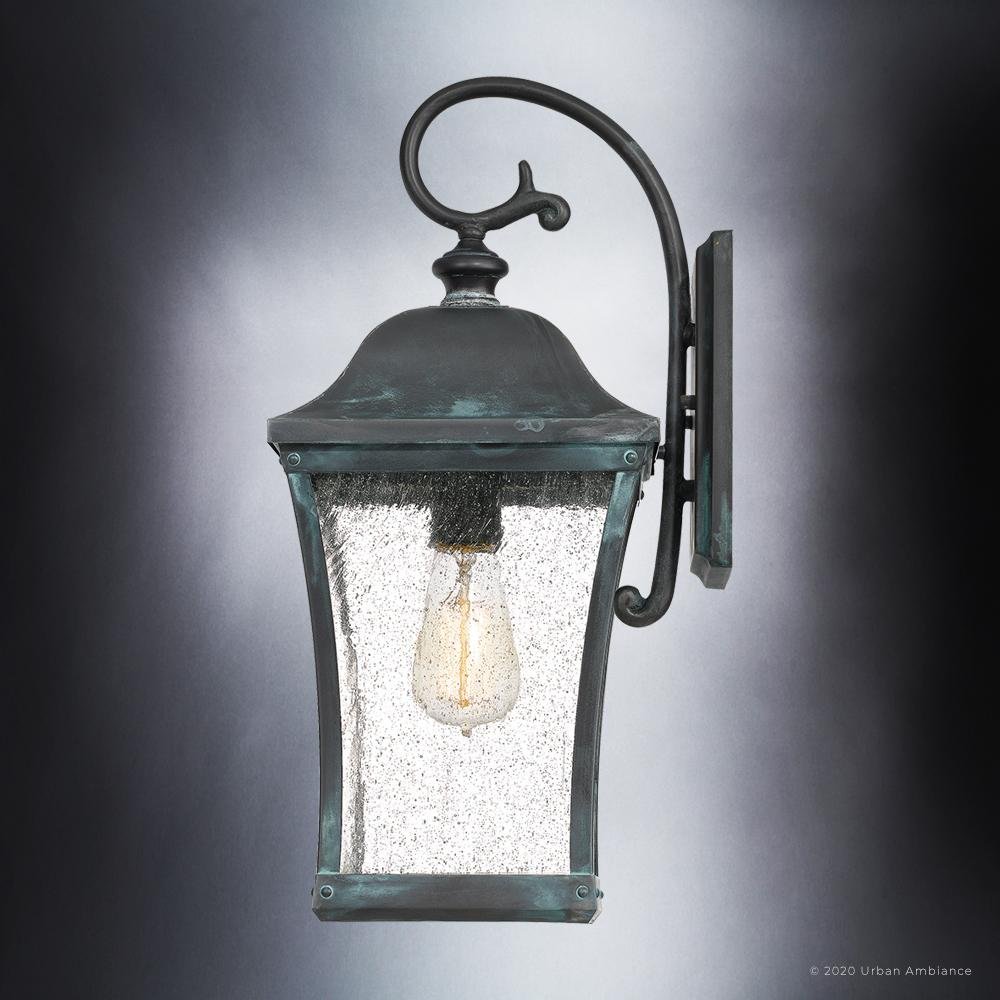 UQL1422 Vintage Outdoor Wall Light, 18"H x 8"W, Olde Patina Finish, Westland Collection