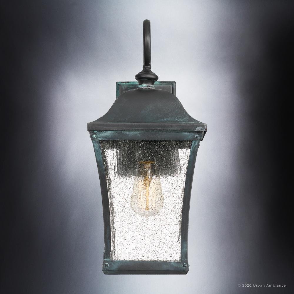 UQL1422 Vintage Outdoor Wall Light, 18"H x 8"W, Olde Patina Finish, Westland Collection