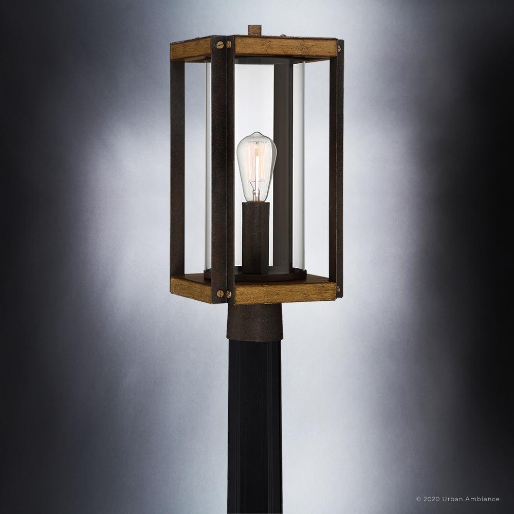 UQL1500 Modern Outdoor Post/Pier Light, 18.25"H x 8.25"W, Antique Black Finish, Suffolk Collection