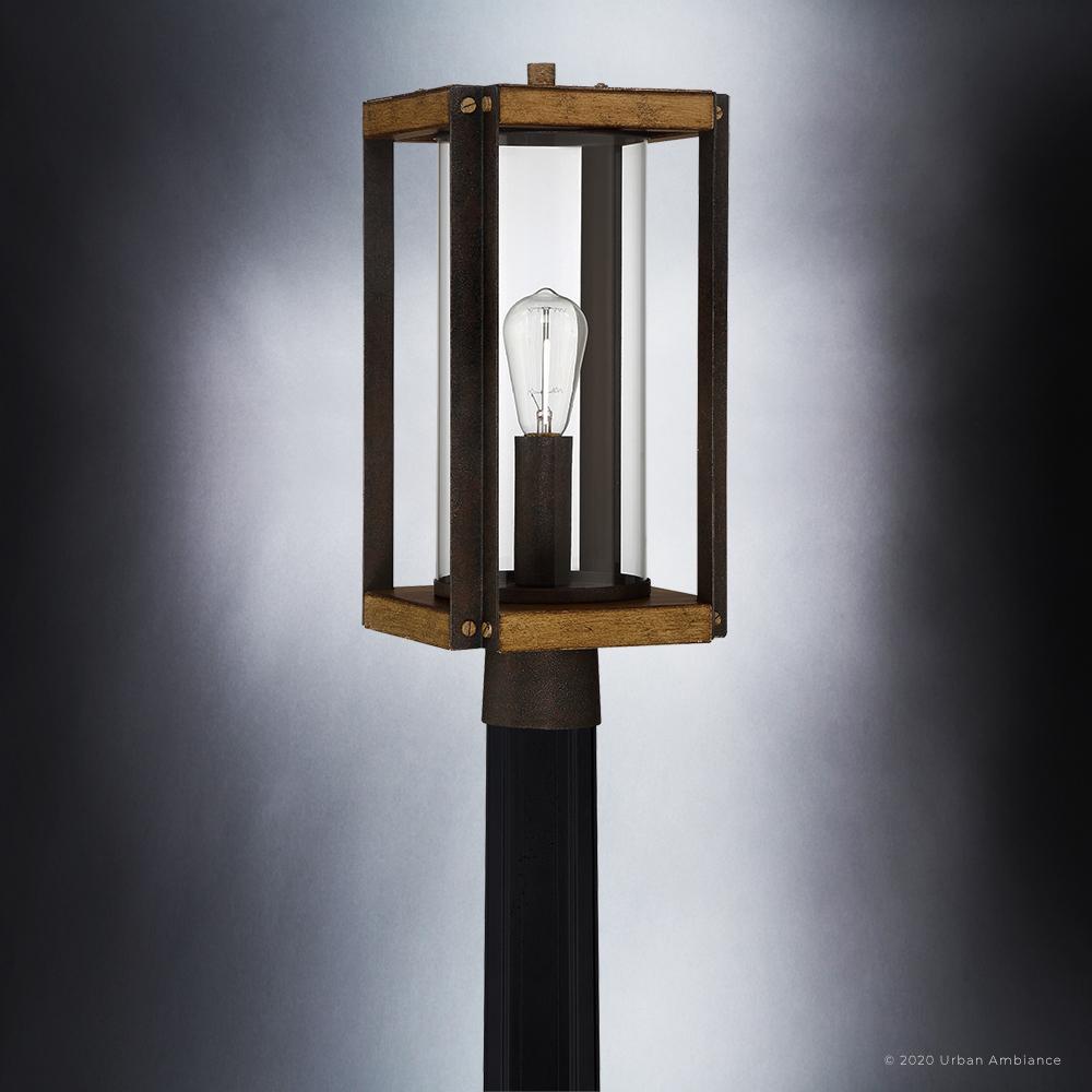 UQL1500 Modern Outdoor Post/Pier Light, 18.25"H x 8.25"W, Antique Black Finish, Suffolk Collection