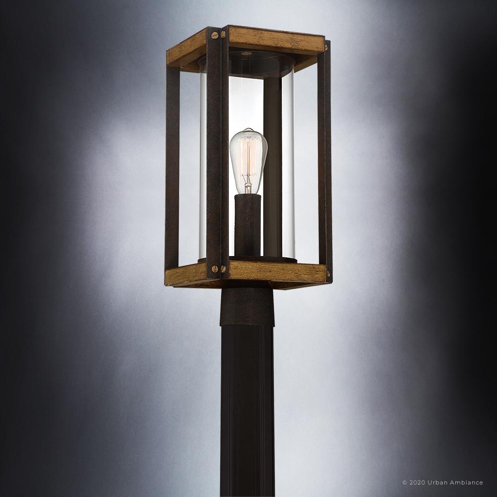 UQL1500 Modern Outdoor Post/Pier Light, 18.25"H x 8.25"W, Antique Black Finish, Suffolk Collection