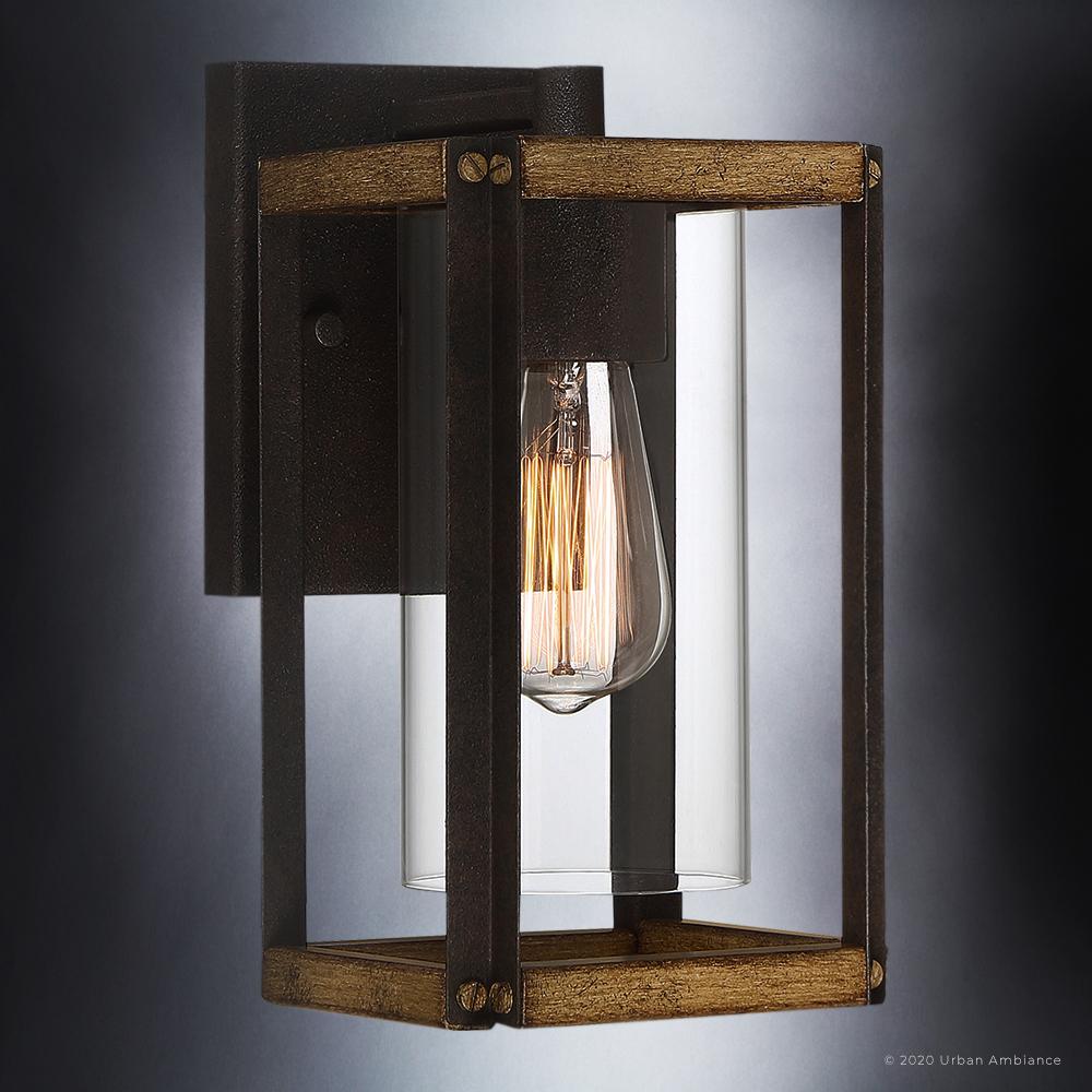 UQL1502 Modern Outdoor Wall Light, 10.5"H x 5.5"W, Antique Black Finish, Suffolk Collection