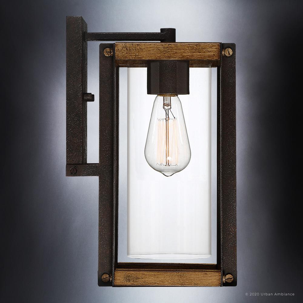 UQL1503 Modern Outdoor Wall Light, 13.25"H x 6.75"W, Antique Black Finish, Suffolk Collection