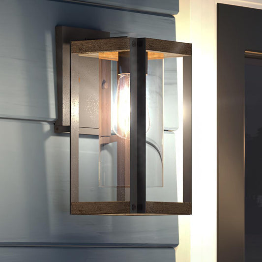 UQL1503 Modern Outdoor Wall Light, 13.25"H x 6.75"W, Antique Black Finish, Suffolk Collection