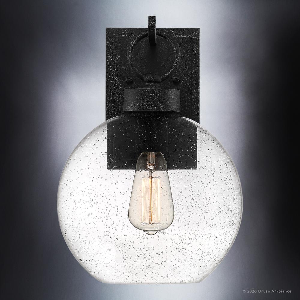 UQL1513 Contemporary Outdoor Wall Light, 14.5"H x 10.25"W, Ash Black Finish, Clifton Collection