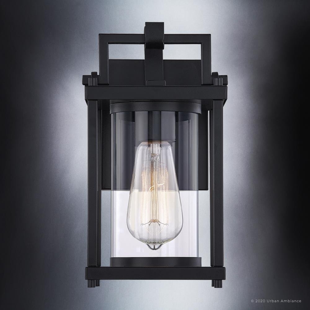 UQL1523 Mid-Century Modern Outdoor Wall Light, 10.5"H x 5.75"W, Matte Black Finish, Alhambra Collection