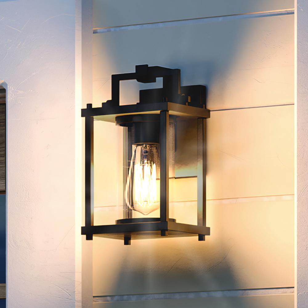 UQL1523 Mid-Century Modern Outdoor Wall Light, 10.5"H x 5.75"W, Matte Black Finish, Alhambra Collection