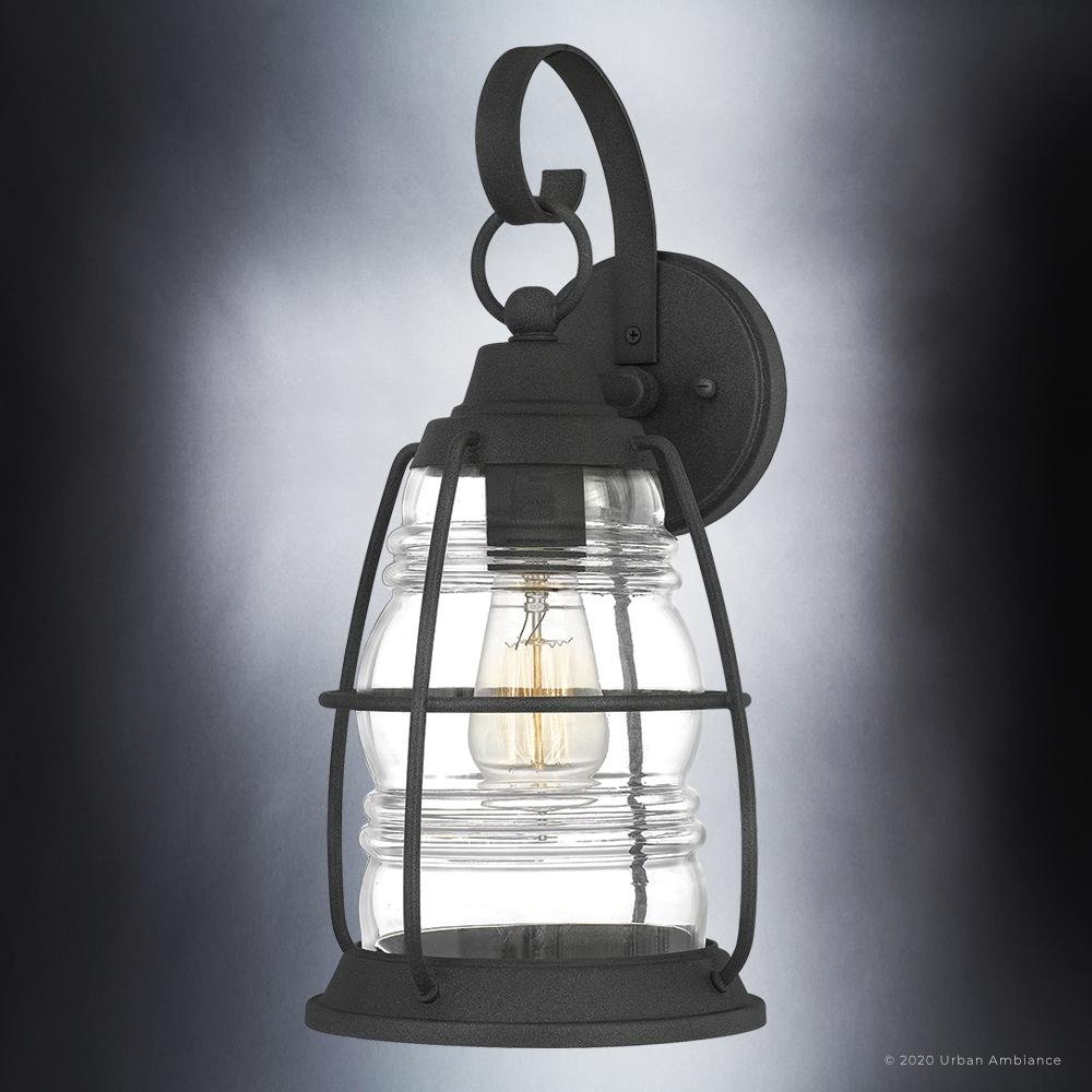 UQL1542 Nautical Outdoor Wall Light, 16"H x 8"W, Black Sand Finish, Danbury Collection