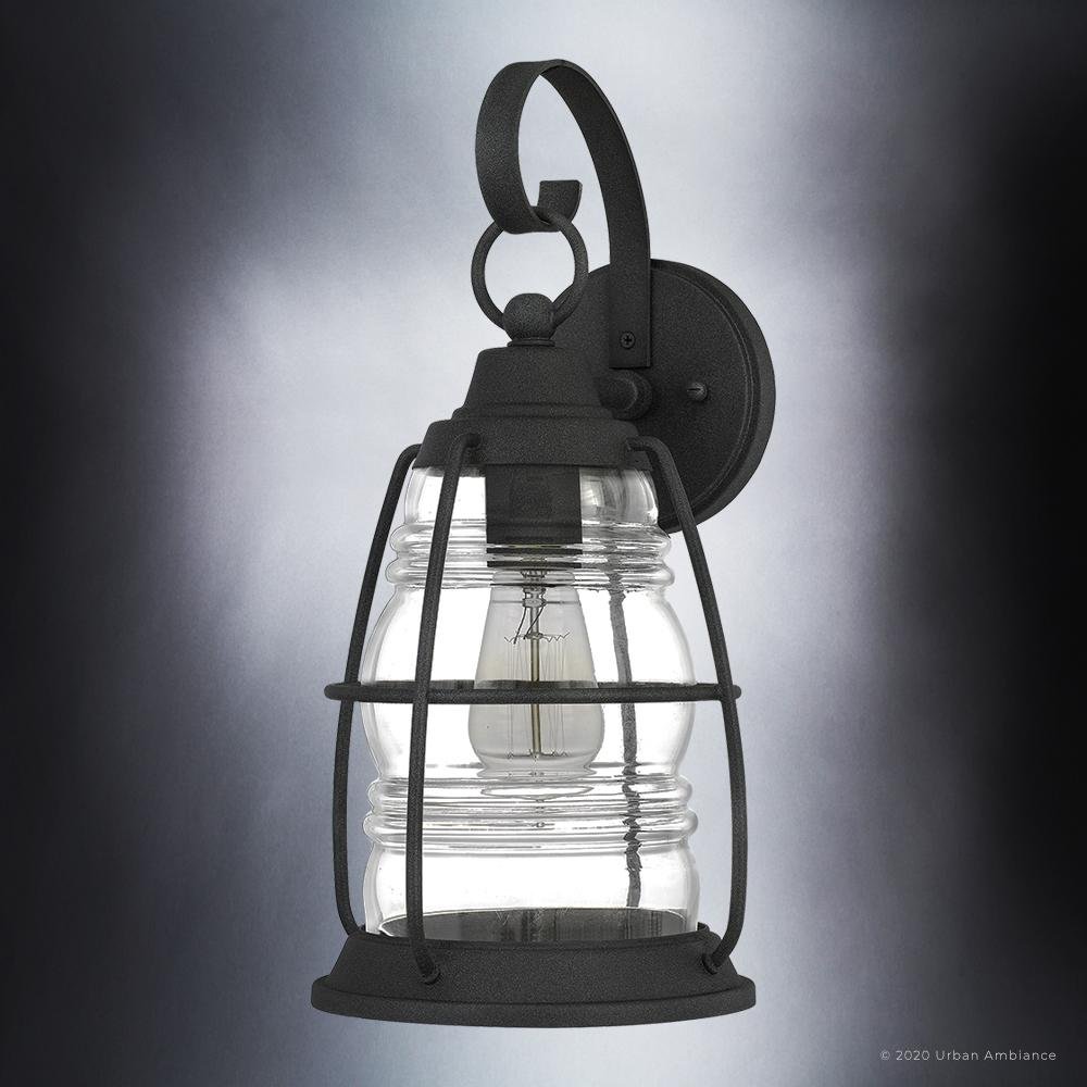 UQL1542 Nautical Outdoor Wall Light, 16"H x 8"W, Black Sand Finish, Danbury Collection