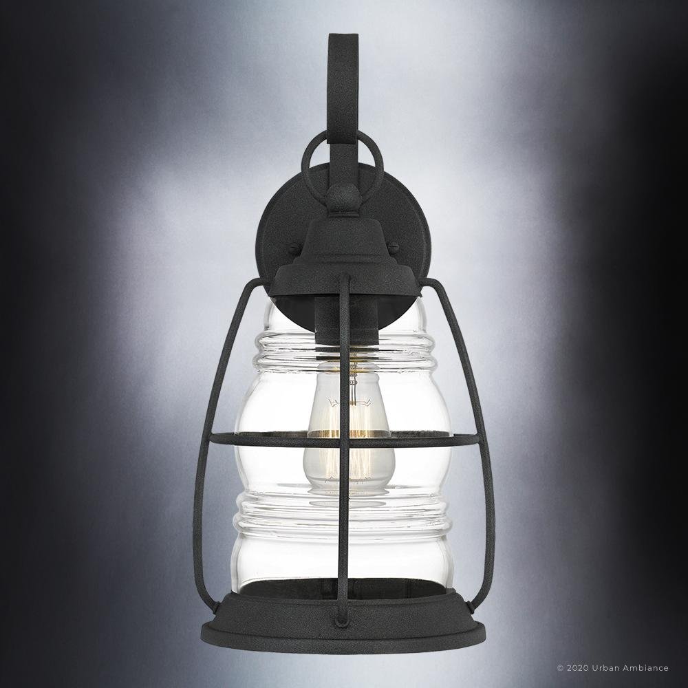 UQL1542 Nautical Outdoor Wall Light, 16"H x 8"W, Black Sand Finish, Danbury Collection