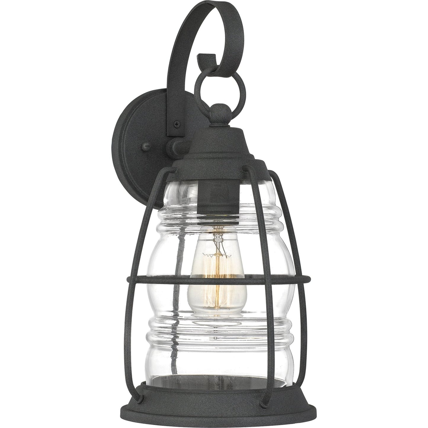 UQL1542 Nautical Outdoor Wall Light, 16"H x 8"W, Black Sand Finish, Danbury Collection