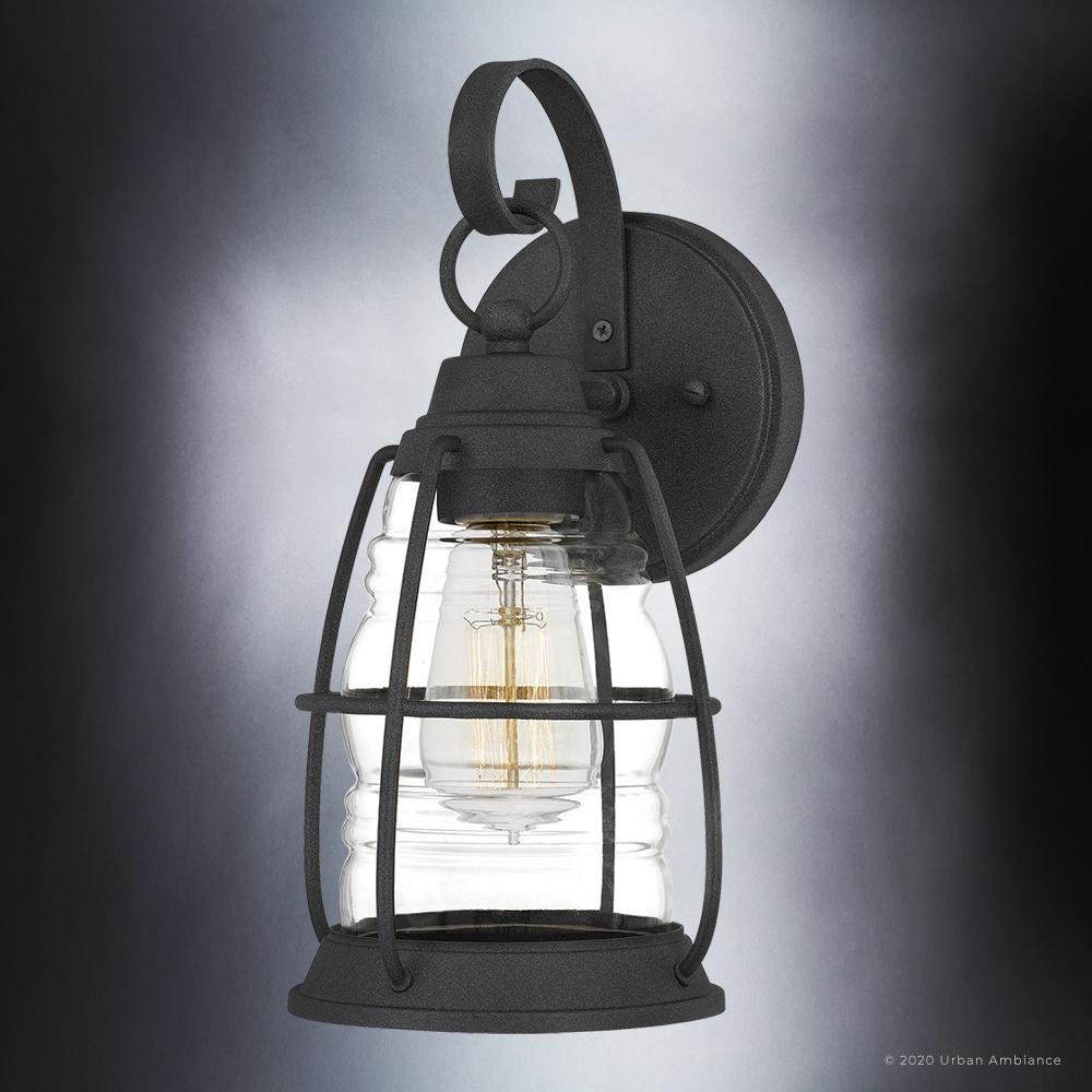 UQL1543 Nautical Outdoor Wall Light, 12.25"H x 6"W, Black Sand Finish, Danbury Collection